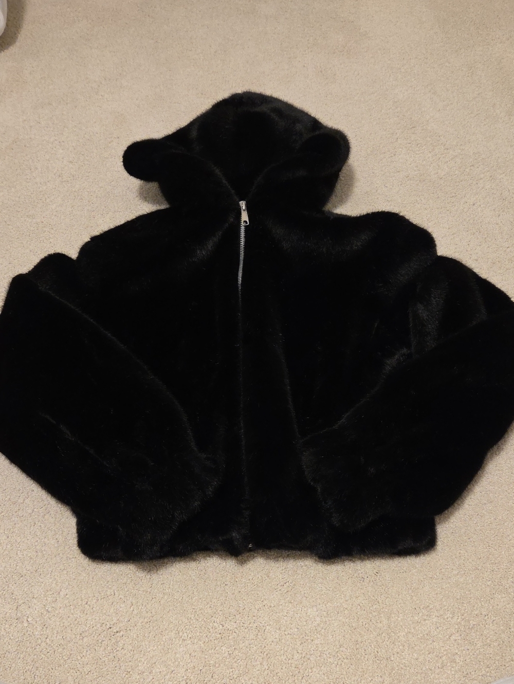 Helmut Lang Faux Fur Black Coat
